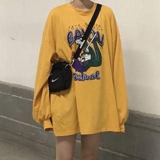 Cartoon Print Pullover Yellow - One Size