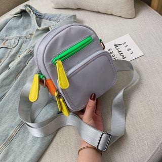 Contrast Color Zip Crossbody Bag