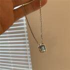 Rhinestone Pendant Sterling Silver Necklace Xl1513 - 1pc - Silver & Blue - One Size
