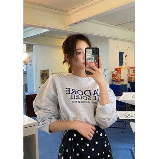 Slit-cuff Letter Sweatshirt