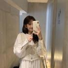 Long-sleeve Midi A-line Dress / Tweed Vest / Set