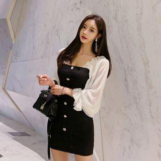 Two-tone Off-shoulder Minidress