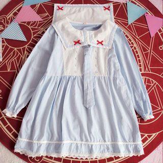 Double Breasted Lace Hem Long Sleeve Dress