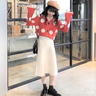 Dotted Cardigan / Midi Skirt