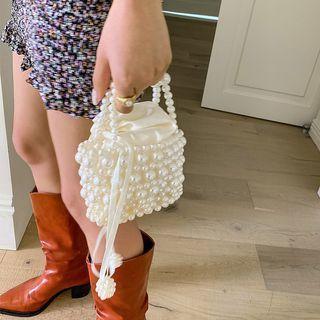 Faux-pearl Mini Crossbody Bag With Pouch Ivory - One Size