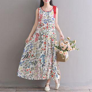 Floral Sleeveless Maxi A-line Dress