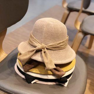 Bow-accent Knit Bucket Hat