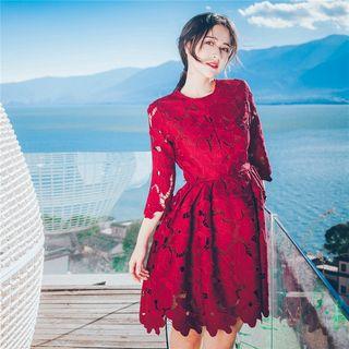 3/4-sleeve A-line Party Dress