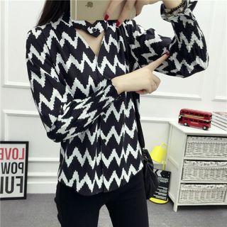 Wavy Striped Chiffon Blouse