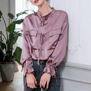 Satin Drawstring Blouse