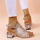 Glitter Slingback Chunky-heel Sandals
