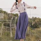 Set: Midi Suspender Skirt + Shirt + Camisole Top