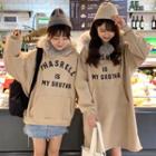 Furry Trim Lettering Hoodie / Furry Trim Lettering Hoodie Dress