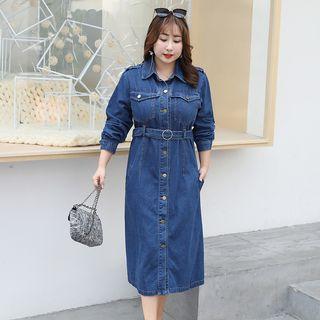 Long-sleeve Midi Denim Shirtdress