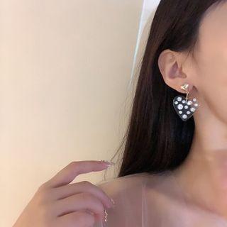 Heart Rhinestone Alloy Dangle Earring 1 Pair - Gold & Transparent - One Size