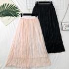 Ruched Silk A-line Skirt
