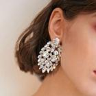 Non-matching Embellished Dangle Earring 1 Pair - 925 Silver - White - One Size