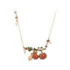 Fashion And Elegant Plated Gold Enamel Gourd Apple Necklace With Imitation Pearls Golden - One Size