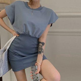 Round Neck Mini Bodycon Dress