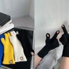 Perforated Ribbed Knit Gloves