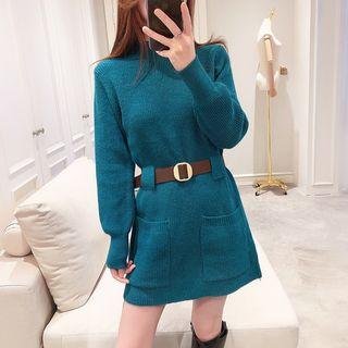 Balloon-sleeve Belted Sweater