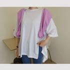 Drop-shoulder Ruffle-back T-shirt Ivory - One Size