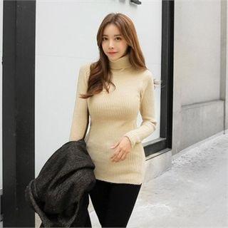 Turtle-neck Slim-fit Colored Sweater