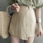 Buckled Wrap-front Ramie Skort