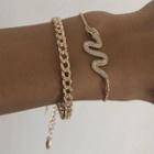 Snake Chain Bracelet Set Set Of 2 - Gold - One Size