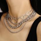 Set: Alloy Chunky Chain Necklace 0390 - Set - Silver - One Size