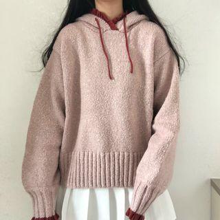 Ruffle Trim Knit Hoodie