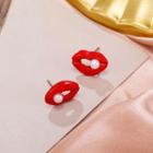 Lips Alloy Faux Pearl Earring 1 Pair - Red - One Size