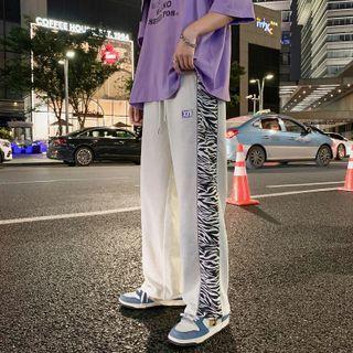 High-waist Zebra Printed Straight-cut Pants