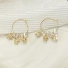 Faux Crystal Star Hoop Earring 1 Pair - Gold - One Size