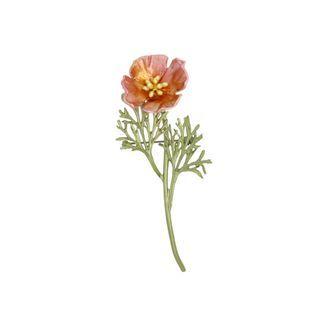 Elegant And Fashion Enamel Poppy Flower Imitation Pearl Brooch Silver - One Size