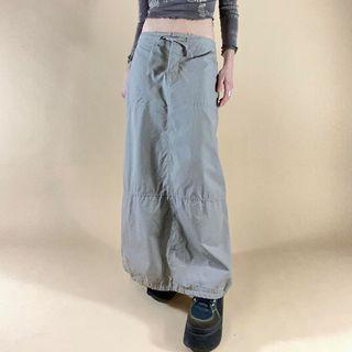 Plain Draw-string Maxi Slit Skirt