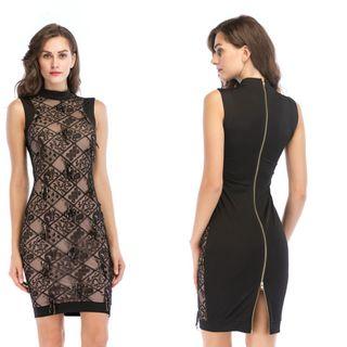 Back Zip Sleeveless Sheath Dress