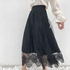 Wave Hem Midi Lace Skirt