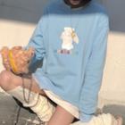 Bear Print Pullover Blue - One Size