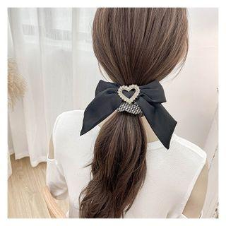 Faux Rhinestone Heart Bow Hair Tie