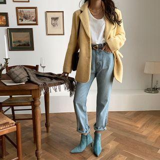 Single-breasted Fuzzy Blazer