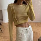 Stitched Long-sleeve Crop Top