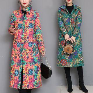 Flower Print Midi Coat