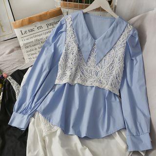 Collared Mock Two-piece Loose Top