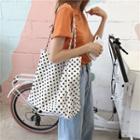 Dotted Canvas Tote Bag Black Dotted - White - One Size