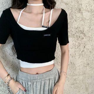 Short-sleeve Cropped T-shirt / Camisole