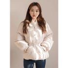 Snap-button Belted Puffer Jacket