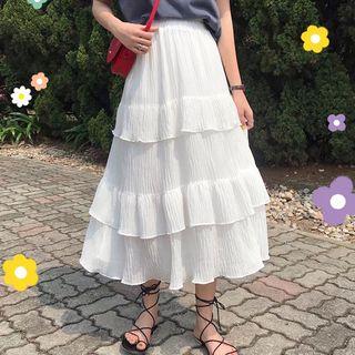 A-line Tiered Midi Skirt