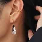 Glaze Rhinestone Alloy Dangle Earring 1 Pair - Black & White - One Size