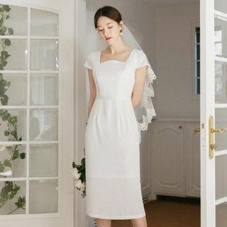 [the Marriage] Square-neck Midi Sheath Dress